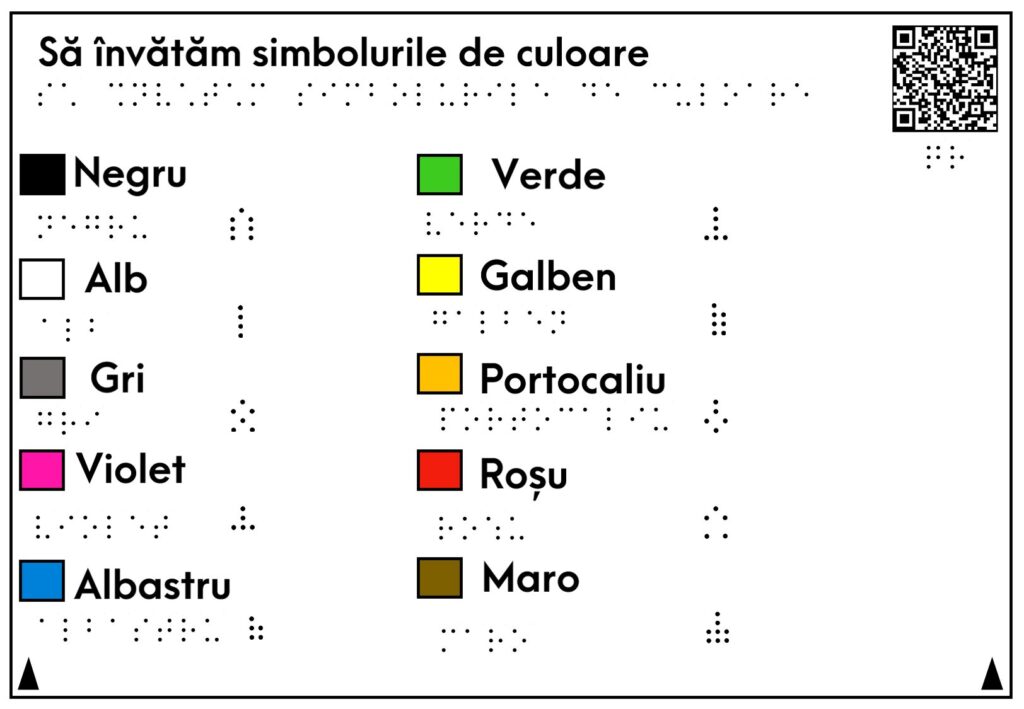Planșă tactilă care reprezintă și descrie culorile